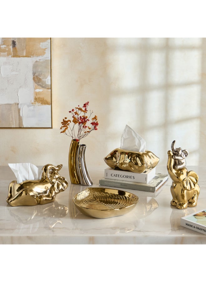 Home Box Aurum Titany Decorative Elephant Tissue Box - Gold - Image 4